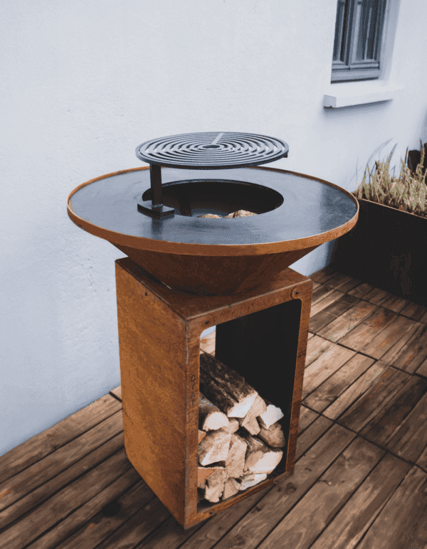 Brasero Plancha rond Ø 88cm avec ouverture - Acier Corten - OYAT – Image 2