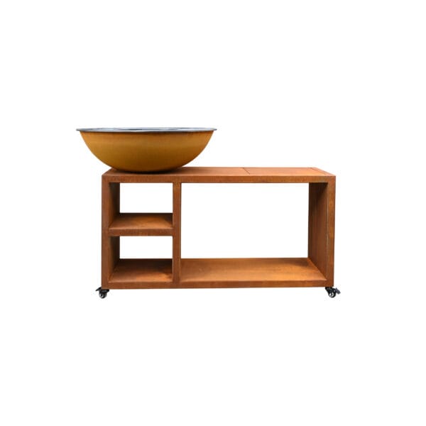 Brasero Plancha à roulettes Tavolo 94 corten