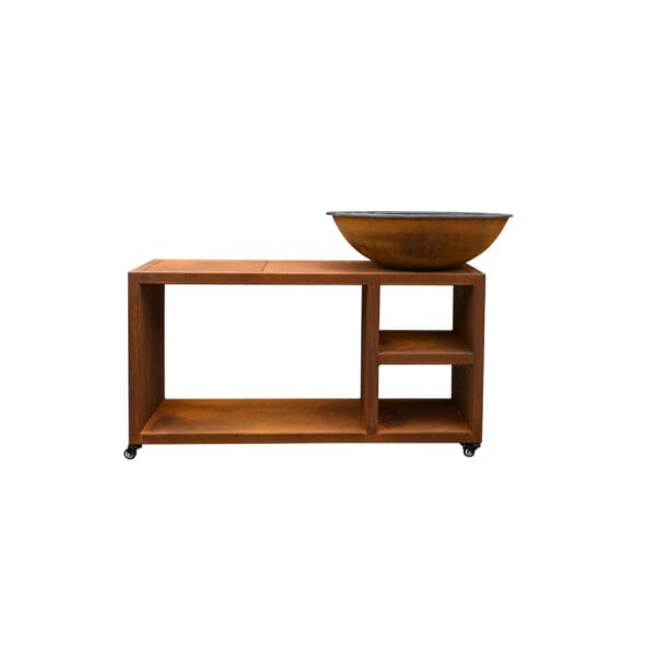 Brasero Plancha à roulettes Tavolo 84 corten