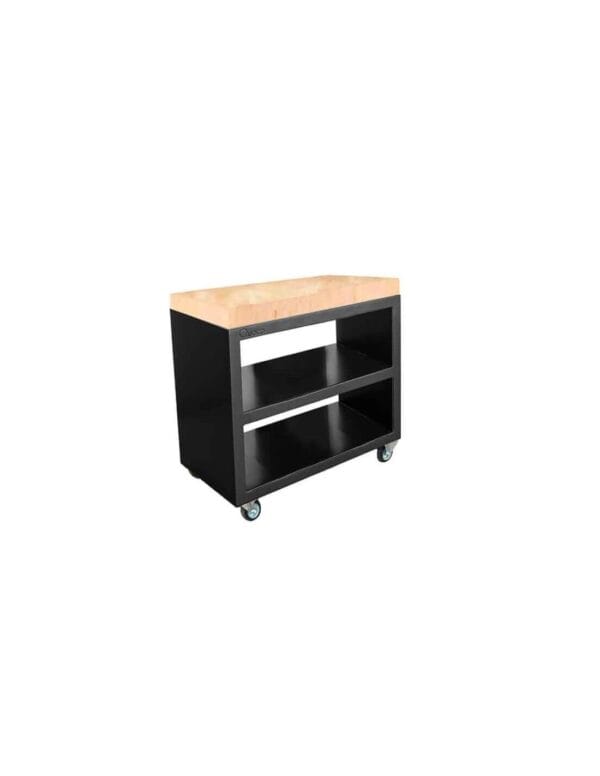Table d'appoint noir à roulettes 100x50x90 pour Brasero - Quoco