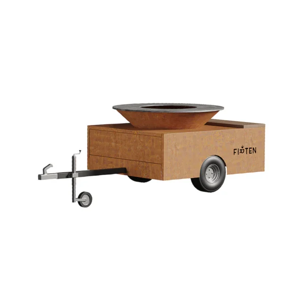 Remorque Brasero Professionnelle XXL Ø150 cm avec stockage à bois - Firten