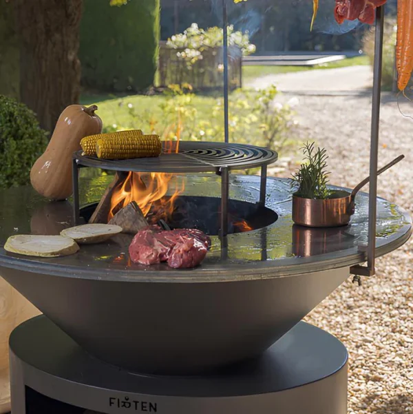 Brasero Plancha XXL Ø120 cm avec stockage à bois - Noir - Firten – Image 4