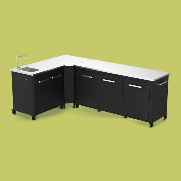 Cuisine extérieure d'angle complète en L avec évier 270x180cm - Cozze
